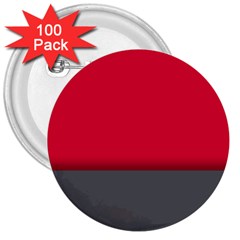 Red Gray Flag Line Horizontal 3  Buttons (100 Pack) 