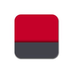 Red Gray Flag Line Horizontal Rubber Square Coaster (4 Pack) 