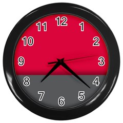 Red Gray Flag Line Horizontal Wall Clocks (black)