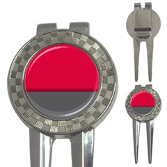 Red Gray Flag Line Horizontal 3-in-1 Golf Divots