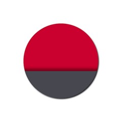 Red Gray Flag Line Horizontal Rubber Coaster (round)  by Mariart