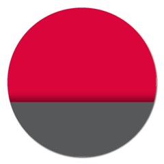 Red Gray Flag Line Horizontal Magnet 5  (round) by Mariart