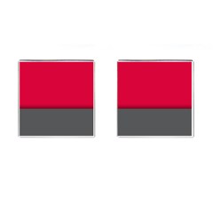 Red Gray Flag Line Horizontal Cufflinks (square) by Mariart