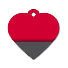 Red Gray Flag Line Horizontal Dog Tag Heart (two Sides)