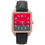 Red Gray Flag Line Horizontal Rose Gold Leather Watch  Front