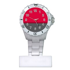 Red Gray Flag Line Horizontal Plastic Nurses Watch by Mariart