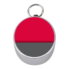 Red Gray Flag Line Horizontal Mini Silver Compasses