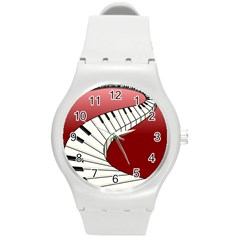 Piano Keys Music Round Plastic Sport Watch (m)