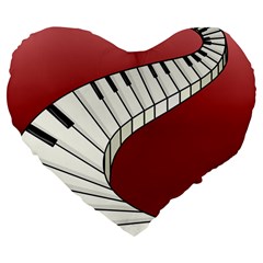 Piano Keys Music Large 19  Premium Flano Heart Shape Cushions by Mariart