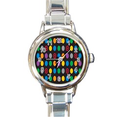 Polka Dots Rainbow Circle Round Italian Charm Watch