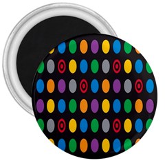 Polka Dots Rainbow Circle 3  Magnets by Mariart