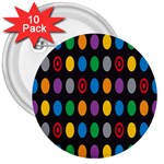 Polka Dots Rainbow Circle 3  Buttons (10 pack)  Front