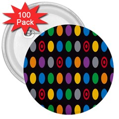 Polka Dots Rainbow Circle 3  Buttons (100 Pack) 