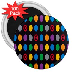 Polka Dots Rainbow Circle 3  Magnets (100 Pack)