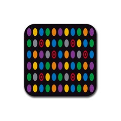 Polka Dots Rainbow Circle Rubber Square Coaster (4 Pack) 