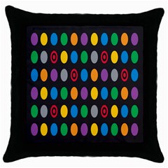 Polka Dots Rainbow Circle Throw Pillow Case (black) by Mariart