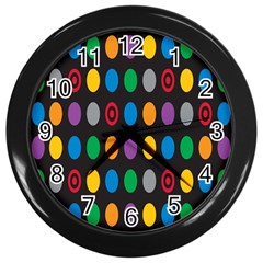 Polka Dots Rainbow Circle Wall Clocks (black)