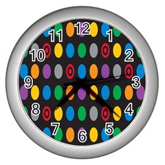 Polka Dots Rainbow Circle Wall Clocks (silver) 