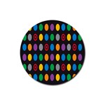 Polka Dots Rainbow Circle Rubber Round Coaster (4 pack)  Front