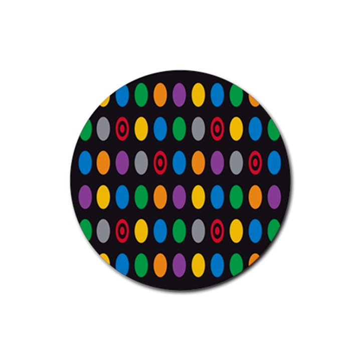 Polka Dots Rainbow Circle Rubber Round Coaster (4 pack) 