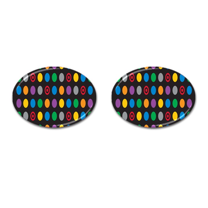 Polka Dots Rainbow Circle Cufflinks (Oval)