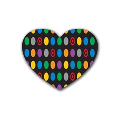 Polka Dots Rainbow Circle Rubber Coaster (heart)  by Mariart