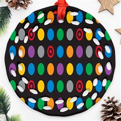 Polka Dots Rainbow Circle Ornament (round Filigree) by Mariart