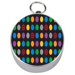 Polka Dots Rainbow Circle Silver Compasses by Mariart