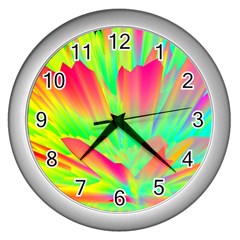 Screen Random Images Shadow Green Yellow Rainbow Light Wall Clocks (silver)  by Mariart