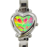 Screen Random Images Shadow Green Yellow Rainbow Light Heart Italian Charm Watch Front