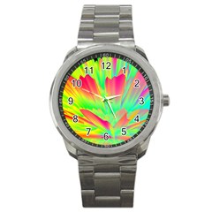 Screen Random Images Shadow Green Yellow Rainbow Light Sport Metal Watch by Mariart