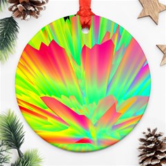 Screen Random Images Shadow Green Yellow Rainbow Light Round Ornament (two Sides) by Mariart