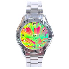 Screen Random Images Shadow Green Yellow Rainbow Light Stainless Steel Analogue Watch