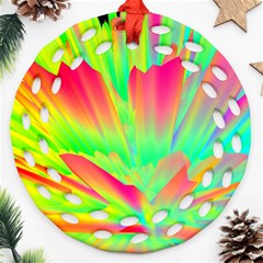 Screen Random Images Shadow Green Yellow Rainbow Light Round Filigree Ornament (two Sides)