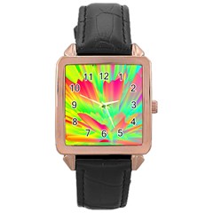 Screen Random Images Shadow Green Yellow Rainbow Light Rose Gold Leather Watch  by Mariart