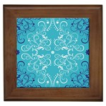 Repeatable Flower Leaf Blue Framed Tiles Front