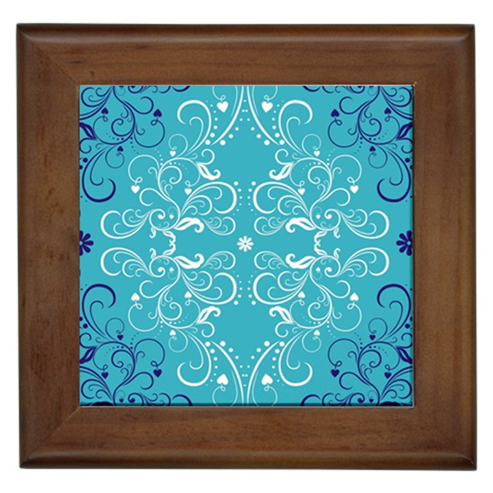 Repeatable Flower Leaf Blue Framed Tiles