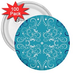 Repeatable Flower Leaf Blue 3  Buttons (100 Pack) 