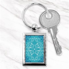 Repeatable Flower Leaf Blue Key Chains (rectangle)  by Mariart