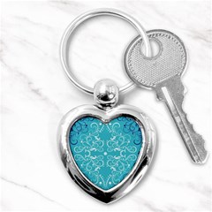 Repeatable Flower Leaf Blue Key Chains (heart)  by Mariart