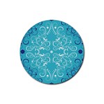 Repeatable Flower Leaf Blue Rubber Coaster (Round)  Front