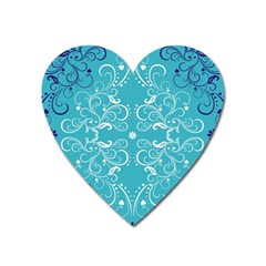 Repeatable Flower Leaf Blue Heart Magnet by Mariart