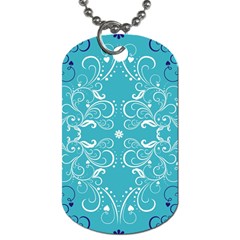 Repeatable Flower Leaf Blue Dog Tag (two Sides)