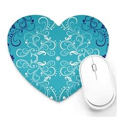 Repeatable Flower Leaf Blue Heart Mousepads by Mariart