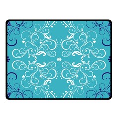 Repeatable Flower Leaf Blue Fleece Blanket (small)