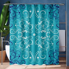 Repeatable Flower Leaf Blue Shower Curtain 60  X 72  (medium)  by Mariart