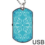 Repeatable Flower Leaf Blue Dog Tag USB Flash (Two Sides) Front