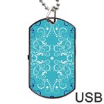 Repeatable Flower Leaf Blue Dog Tag USB Flash (Two Sides) Back