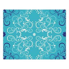 Repeatable Flower Leaf Blue Double Sided Flano Blanket (large)  by Mariart