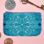 Repeatable Flower Leaf Blue Large Coin Purse Front